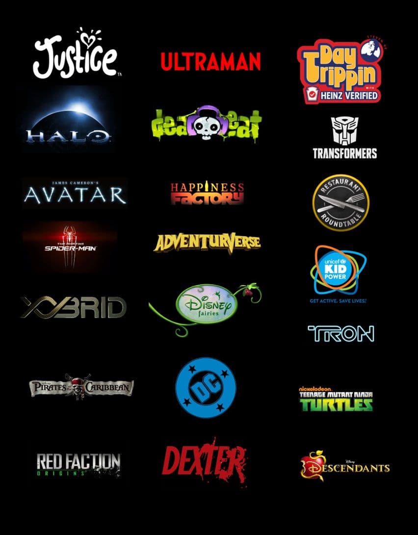 IP franchises including Halo, Avatar, Ultraman, Transformers, Pirates of the Caribbean, Tron, and more