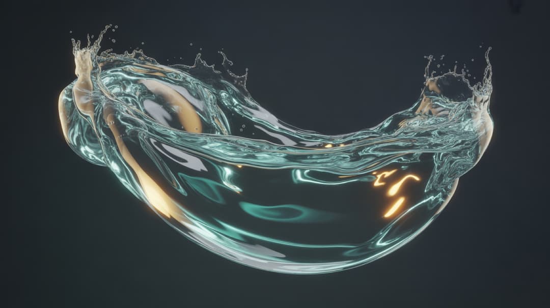 Liquid storytelling assessment — flowing water illuminated by golden light